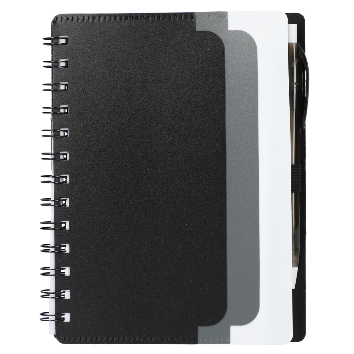 5'' x 7'' Recycled Dual Pocket Spiral Notebook w Pen
