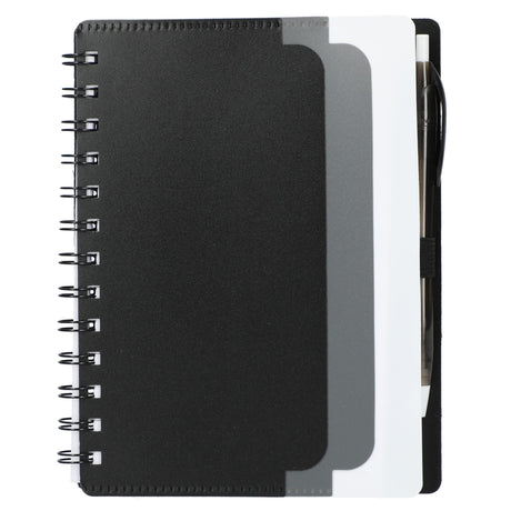 5'' x 7'' Recycled Dual Pocket Spiral Notebook w Pen