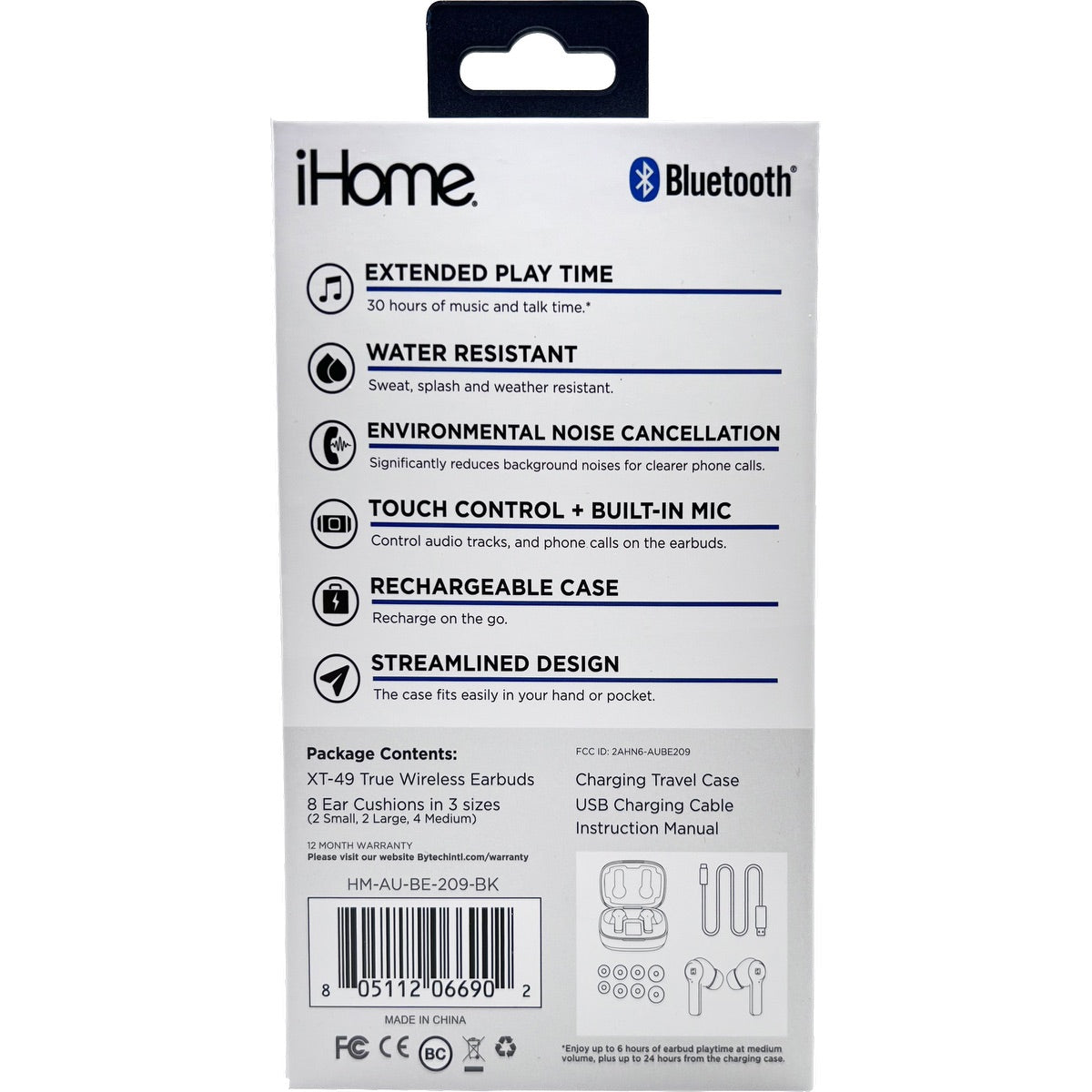 iHome XT-49 True Wireless Earbuds & Charger Case