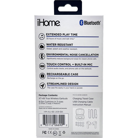iHome XT-49 True Wireless Earbuds & Charger Case