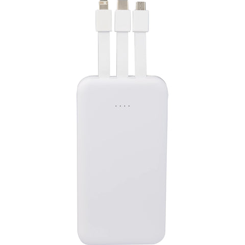 UL Listed 5,000 mAh Power Bank with Multi-Cables
