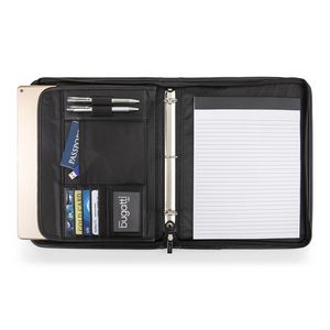 Bugatti Vegan Leather Ring Binder 1-inch with card Slots and zip around closure