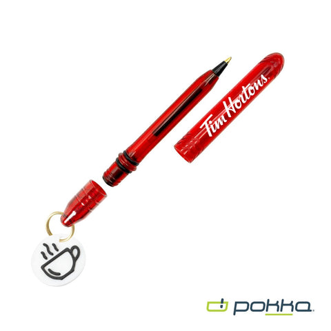 Pokka? Pocket Pen w/Dock & Gold Keyring & Charm in Tin Box