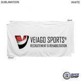 48Hr Quick Ship - Plush and Soft White Velour Terry Cotton Blend Shower Towel, 24x48, Sublimated