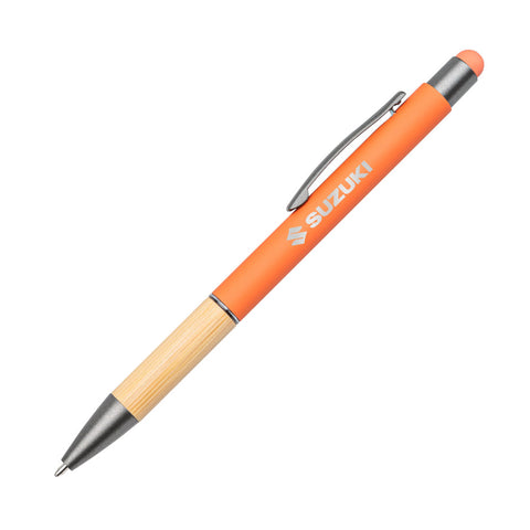 Assias Aluminum Pen w/Bamboo Grip & Blue Refill