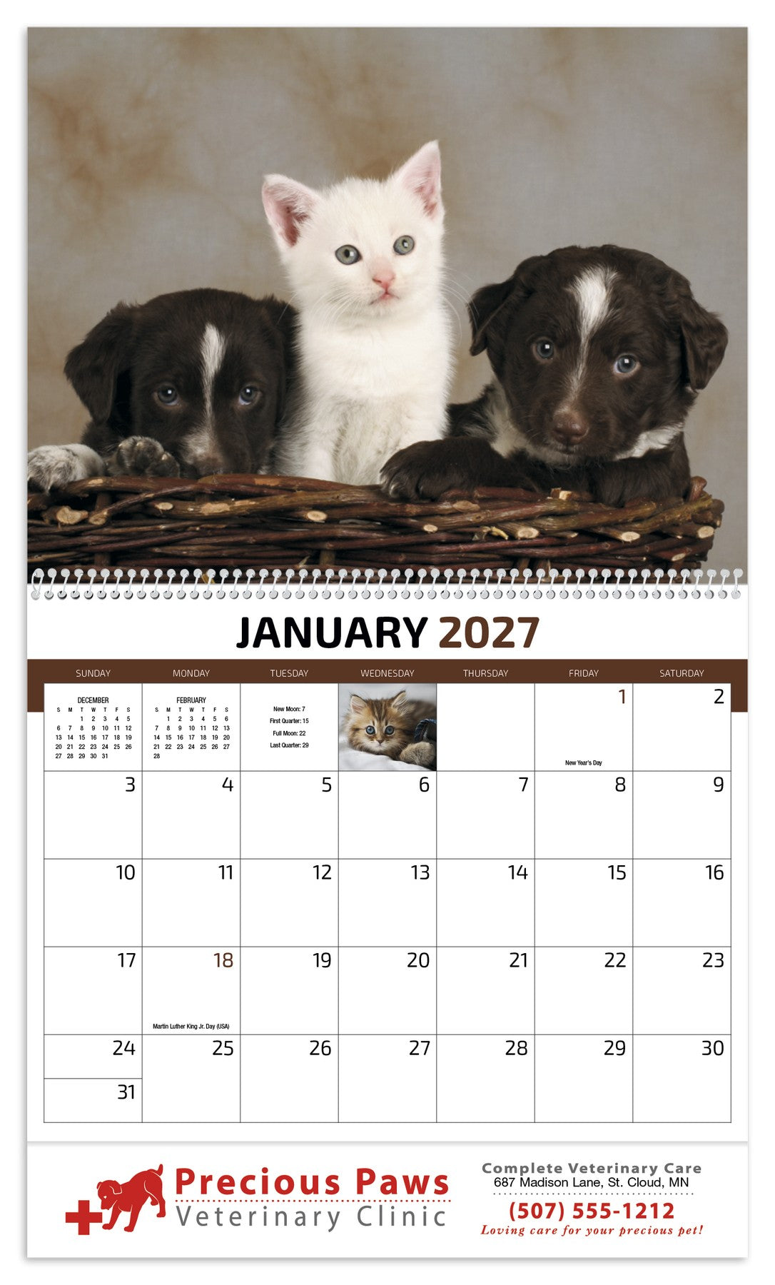 HotLine Products Four Paws Appointment Calendar - Spiral open image