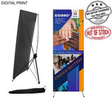 Economical, Cost Effective Advertising Banner with Graphics, X-Stand and Bag, 23x64, NO SETUP CHARGE