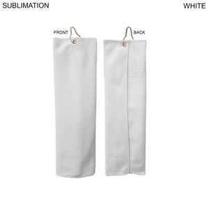 Microfiber Suede Shammy Golf Towel, Finished size 5x18, Trifold Grommet & Hook, Sublimated