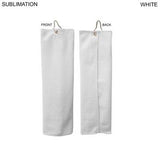 Microfiber Suede Shammy Golf Towel, Finished size 5x18, Trifold Grommet & Hook, Sublimated