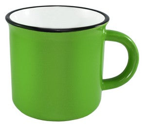 Fireside 16oz green/white mug with black trim in a Ripple gift box - Etched