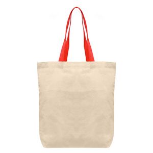 Tonga - 5 oz. Natural Cotton Tote w/ Color Straps - Heat Transfer