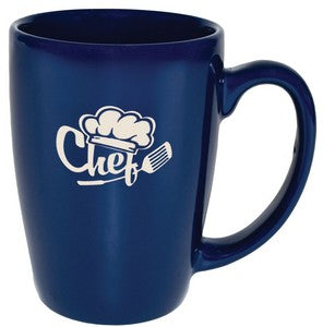 Houston 16oz gloss blue ceramic mug - Etched