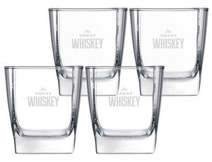 ~Square Mini 10.5oz glass Set of 4 in a Midnight gift box