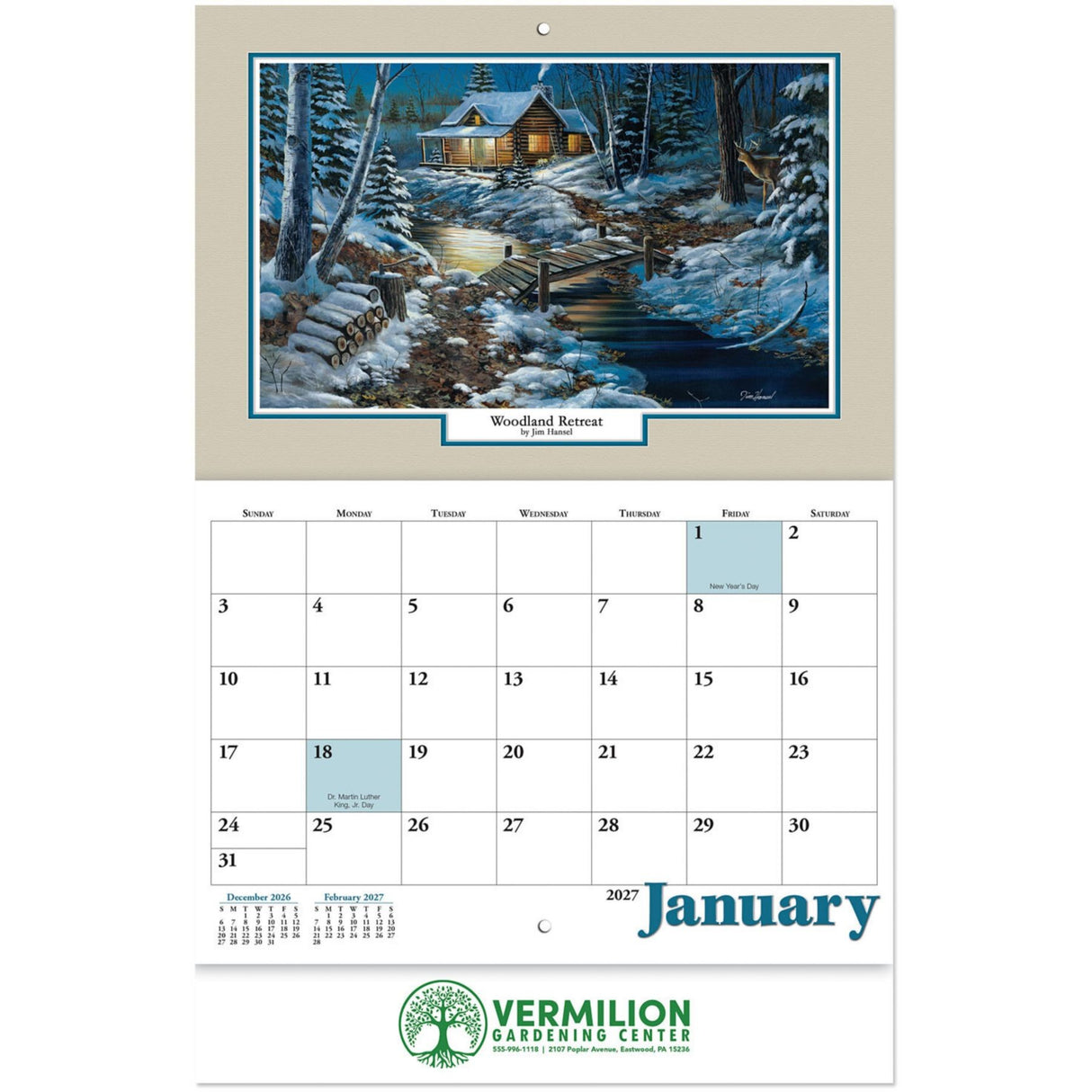 Woodland Retreat Stapled Wall Calendar