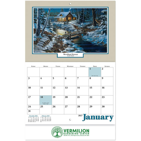 Woodland Retreat Stapled Wall Calendar
