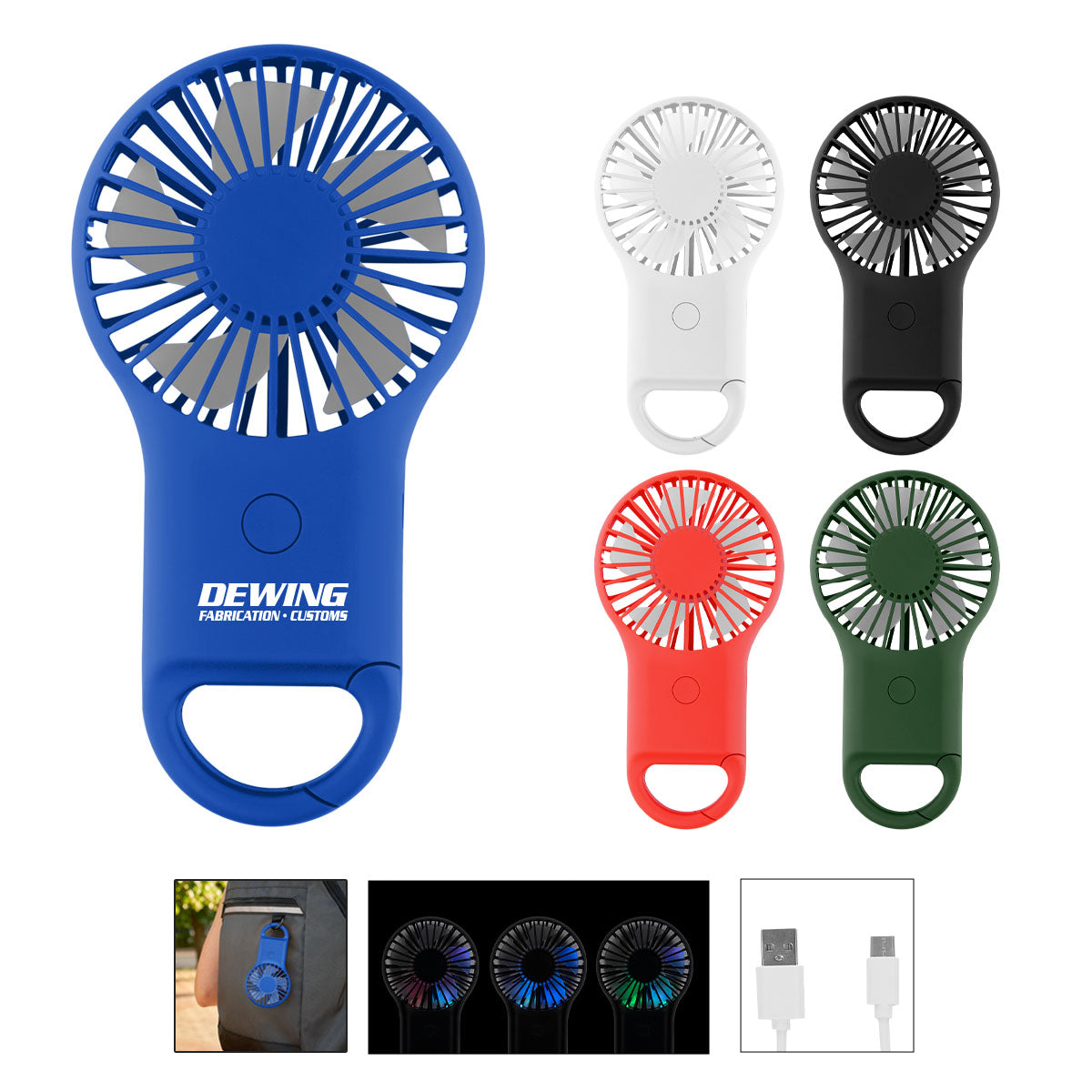 Rechargeable Handheld Fan With Carabiner 2.0