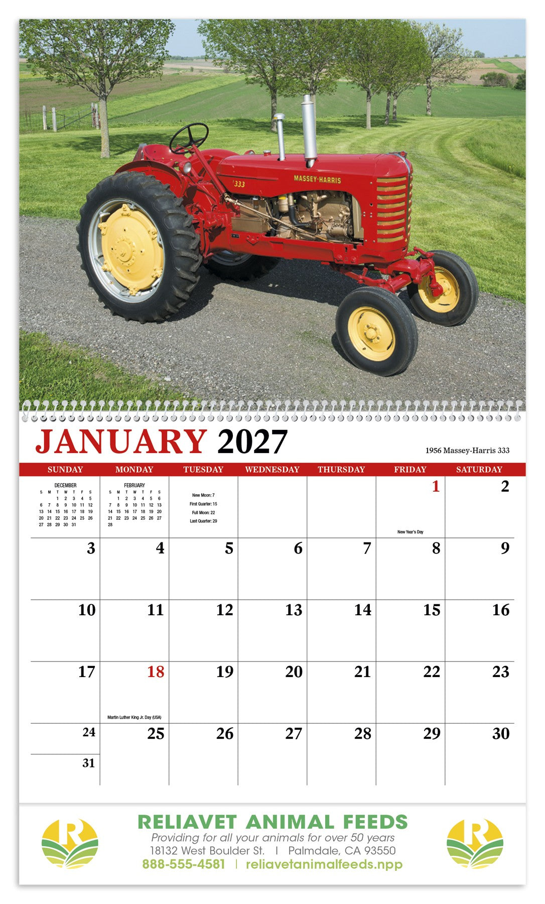 HotLine Products Vintage Tractors Appointment Calendar - Spiral open image