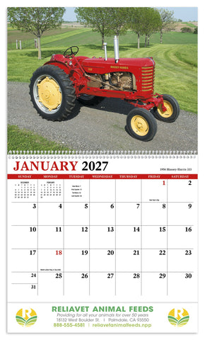 HotLine® Products Vintage Tractors Appointment Calendar - Spiral
