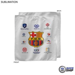 48 Hr Quick Ship - White Microfiber Dri-Lite Terry Sponsorship Rally Towel, 10x10, Sublimated