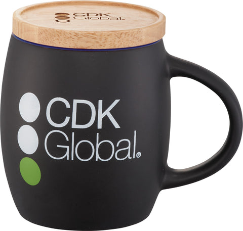 15 Oz. Hearth Ceramic Mug with Wood Lid/Coaster
