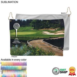 72Hr Fast Ship - Microfiber Dri-Lite Terry Golf Towel, 12x18, Nofold Grommet & Hook, Sublimated