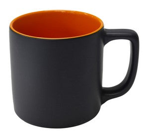 Arcadian 16oz two-tone matte ceramic mug black/orange in a Ripple box - Etched