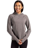 Cutter & Buck Adapt Knit Recycled Womens Heathered Hooded Pullover