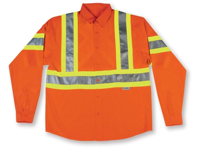 Orange Safety Button-Up Shirt