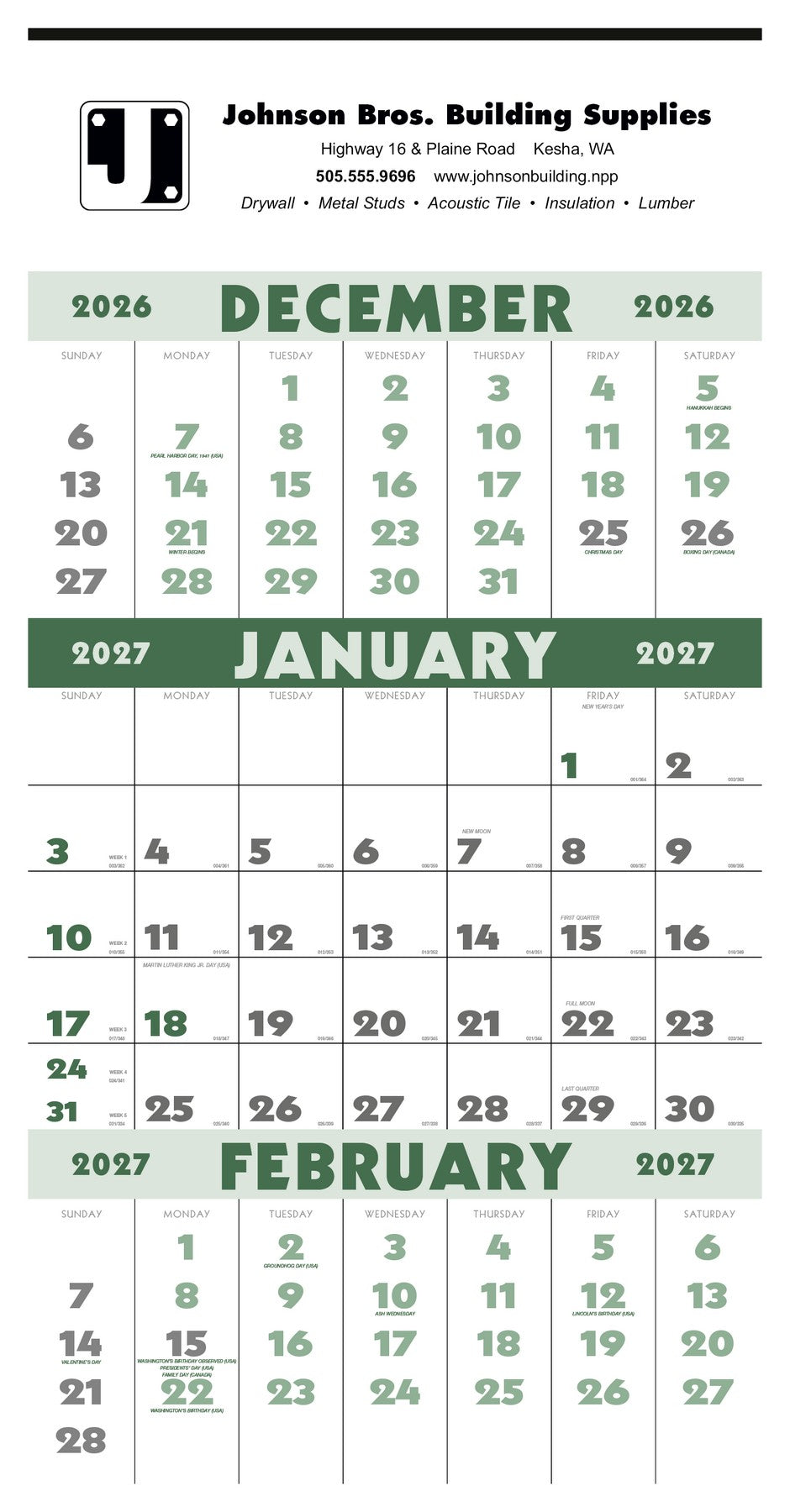 Triumph® Calendars 3-Month Planner (12 Sheet)