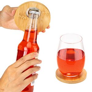 Bamboo Coaster with Bottle Opener