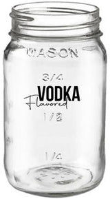 Mason jar 16oz square shape, embossed glass