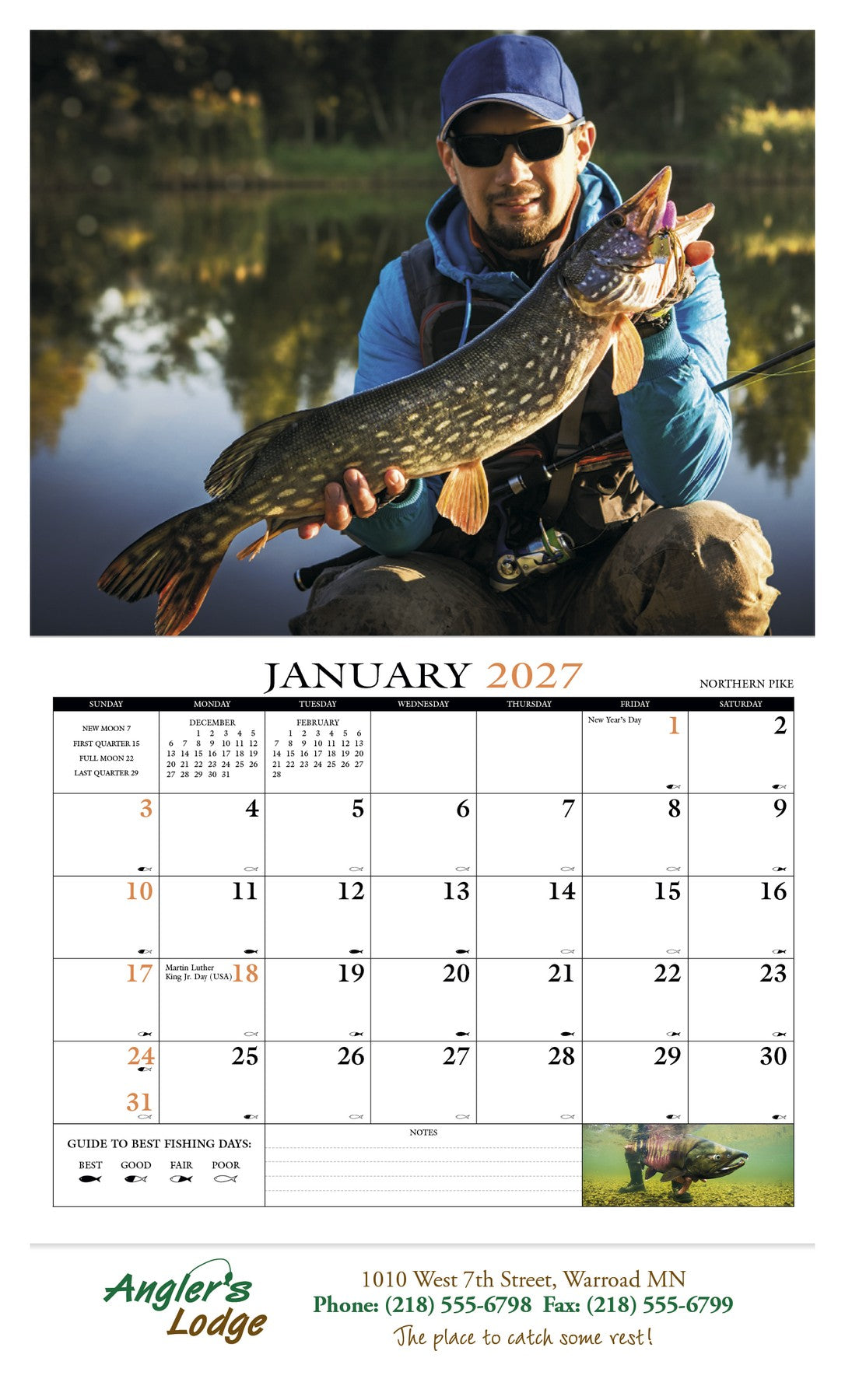 HotLine Products Fishing Guide Appointment Calendar - Stapled open image