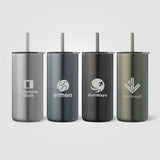 Borealis Recycled Stainless Steel Straw Tumbler - 16 oz. - Laser