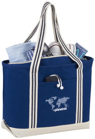 Atlantic Stripe 20oz Cotton Zippered Boat Tote