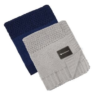 Crochet Knit Blanket, 50x60, with Lasered logo patch, NO SETUP CHARGE