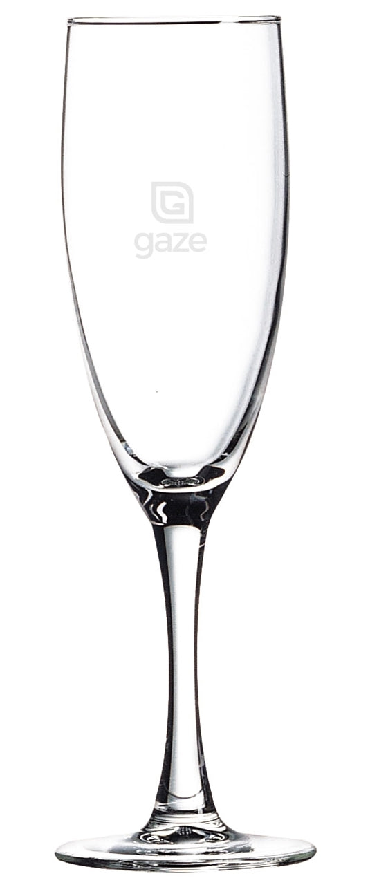 Champagne 5.75oz flute clear glass - Etched