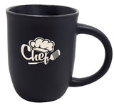 Salem 14oz black matte ceramic mug with black trim - Etched