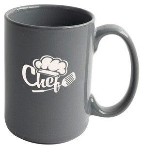 Jumbo 15oz light grey ceramic mug - Etched