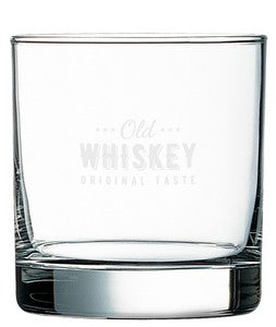 Old Fashion 11oz heavy base DOF clear glass - Etched