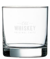 Old Fashion 11oz heavy base DOF clear glass - Etched