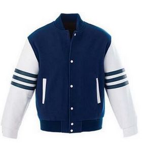 Custom Melton & Leather Varsity Jacket w/Solid Collar