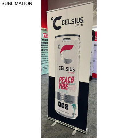 Sublimated Heavy Fabric Premium Retractable Pull Up Banner, Stand and Bag, Standard base (33.5