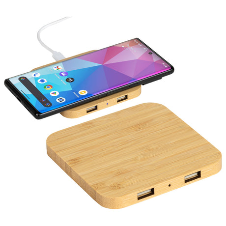 Panda FSC® Bamboo 5W Wireless Charger with Dual USB Ports
