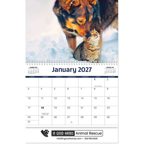 Furry Friends Spiral Wall Calendar