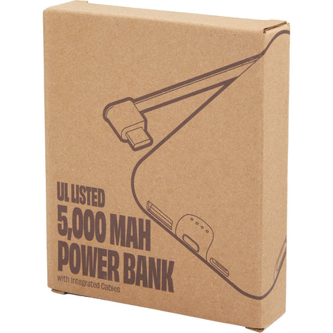 UL Listed 5000 20W Power Bank with Integrated Cabl