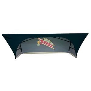 24 Hr Express Ship - Sublimated Stretch Curved Fit Table Throw for 8ft table, 3 sided, Open Back