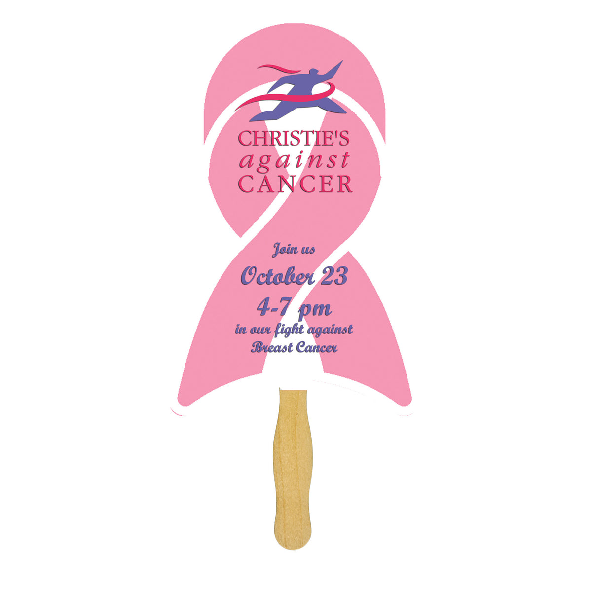 Ribbon Sandwiched Hand Fan (2 Side/Four Color Process)