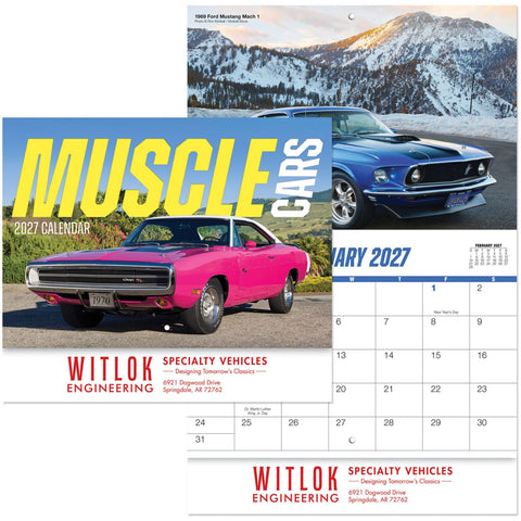 Muscle Car Wall Calendar Stapled
