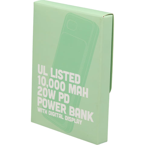 UL Listed 10000 mAh 20W Digital Display PowerBank