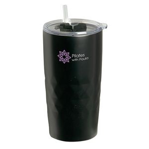 Montego 600 Ml. (20 Fl. Oz.) Double Walled Travel Tumbler With Straw